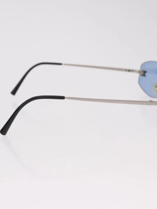 CHANEL Sunglasses metal Blue CC Auth 187883V main image 6
